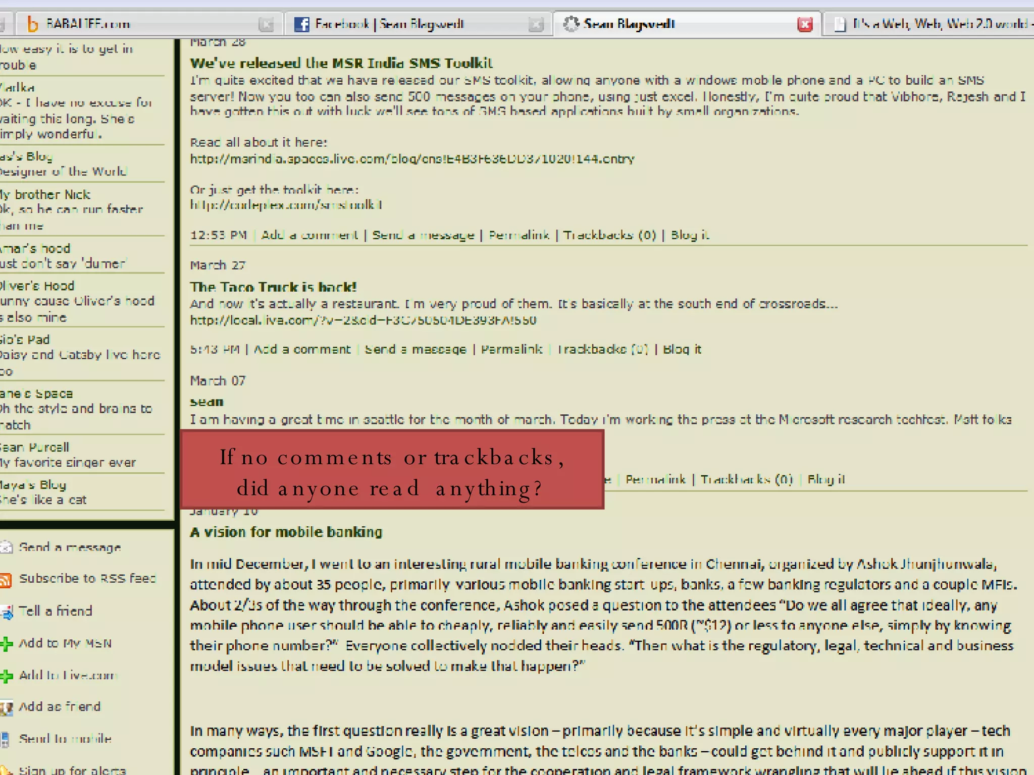 If no comments or trackbacks, did anyone read  anything? 