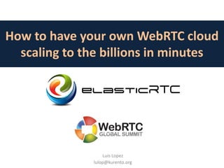 How to have your own WebRTC cloud
scaling to the billions in minutes
Luis Lopez
lulop@kurento.org
 