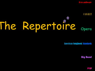 Broadway C A B A R E TOperaAmericanSongbookStandards  Big BandPopeeThe  Repertoire