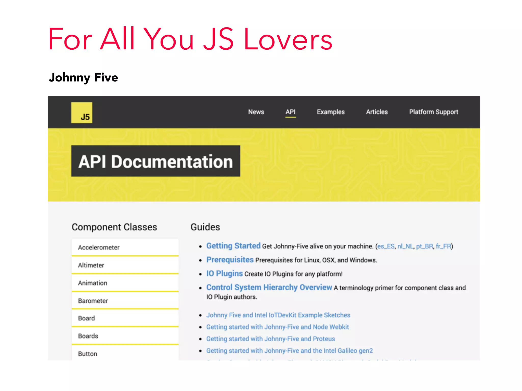 For All You JS Lovers
Johnny Five
 