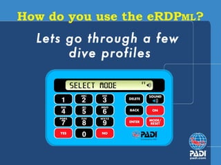 How do you use the eRDP ML ? Lets go through a few  dive profiles 