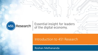 Introduction to 451 Research
Roshan Methananda
 