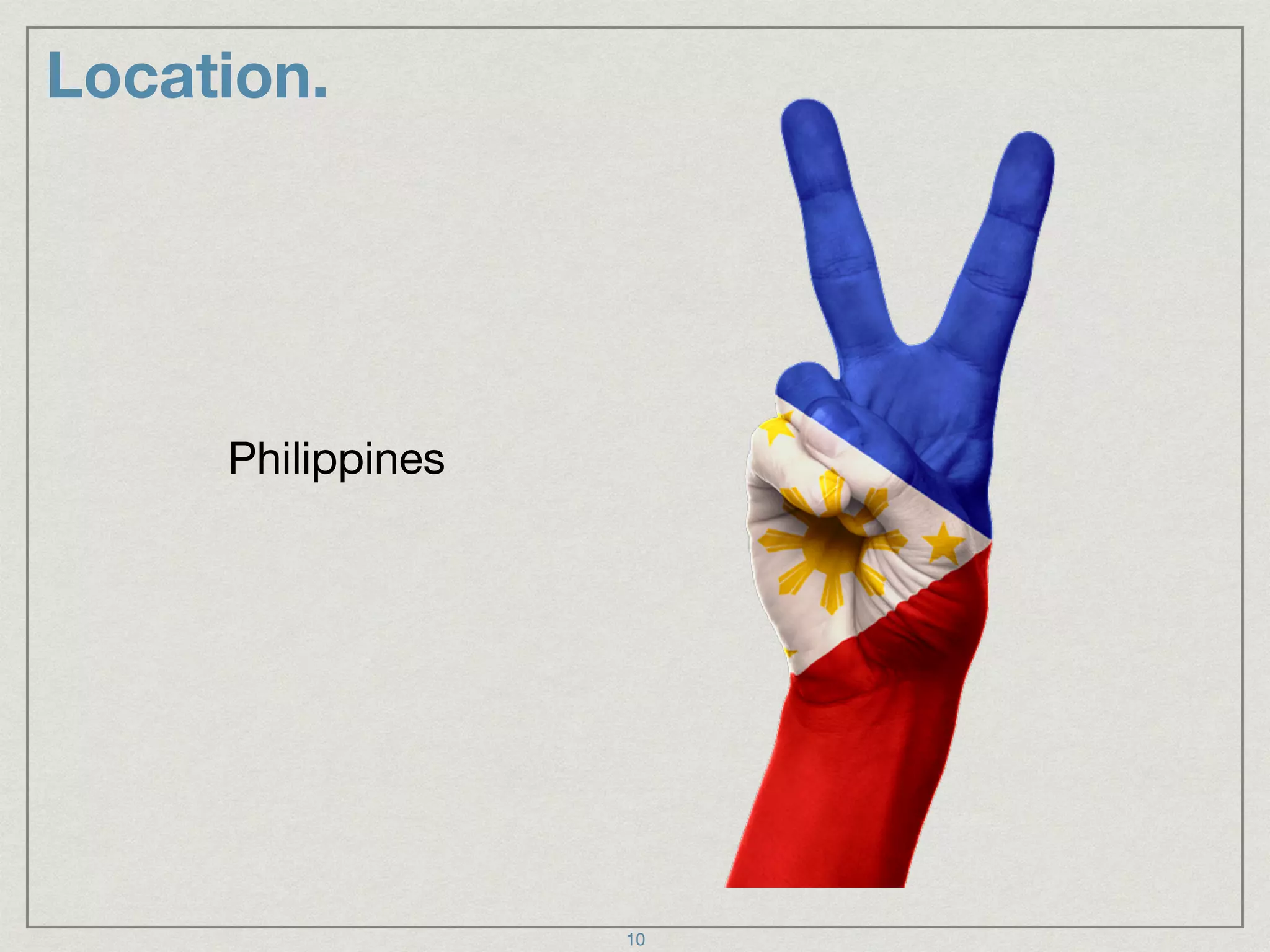 Location.
Philippines
10