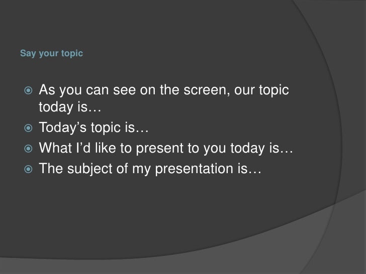 introducing a presentation