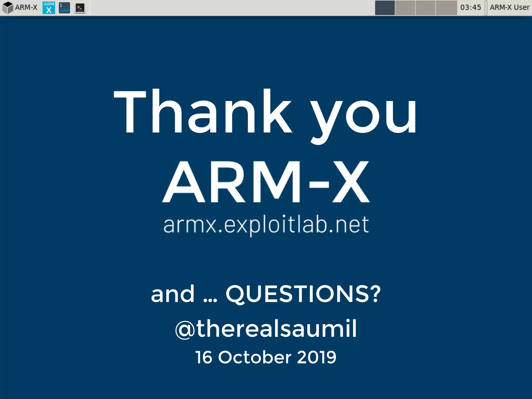 NETSQUARE (c) SAUMIL SHAHHITB Cyberweek 2019 UAE
Thank you
and … QUESTIONS?
@therealsaumil
16 October 2019
 