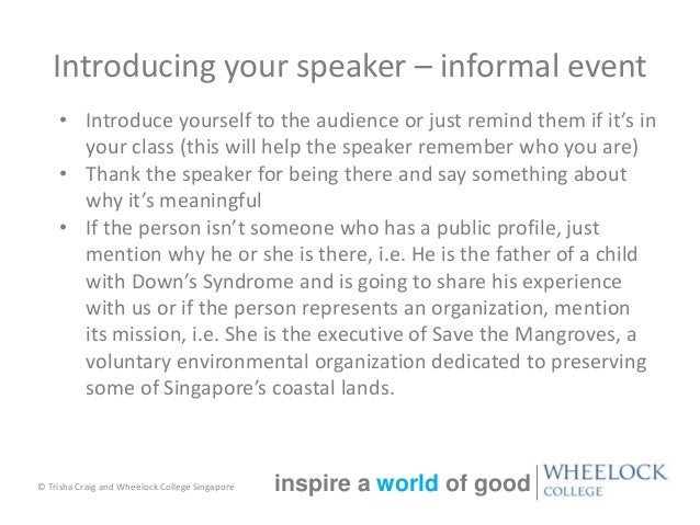 Leadership Lessons: Introducing a speaker Leadership Lessons: Introducing a speaker