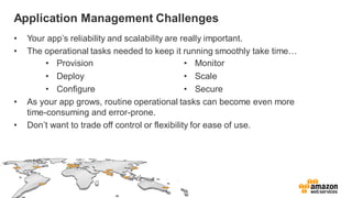 Application Management Challenges
• Your app’s reliability and scalability are really important.
• The operational tasks n...