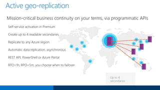 Scale on the fly
• Predictable performance
• Scales performance
• No app downtime
• Pay for what you need
• In-Memory & Real-time
operational analytics
 