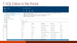 T-SQL Editor in the Portal
 