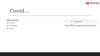 Contd…
Other scenarios
 Winscp
 RDP(3389)
 http/s
 