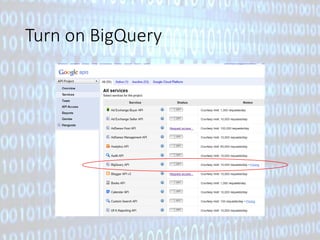 Turn on BigQuery 
 
