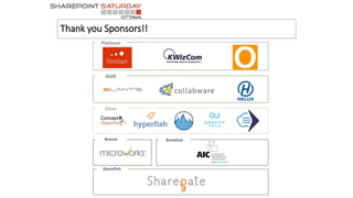 Thank you Sponsors!!
Platinum
Gold
Silver
Bronze Breakfast
SharePint
 