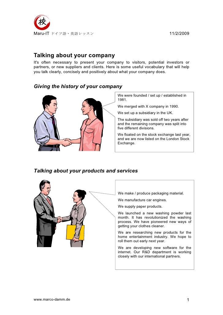Talking about your company