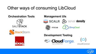Other ways of consuming LibCloud
Orchestration Tools Management UIs
Development Tooling
 