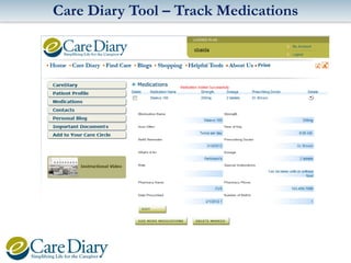 Care Diary Tool – Track Medications

 