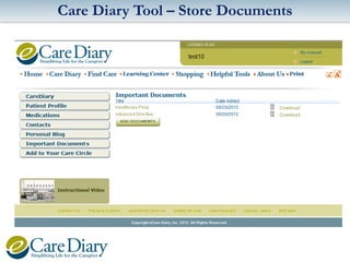 Care Diary Tool – Store Documents

 
