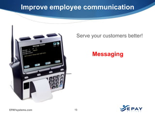 Improve employee communication



                      Serve your customers better!


                            Messaging




EPAYsystems.com      13
 