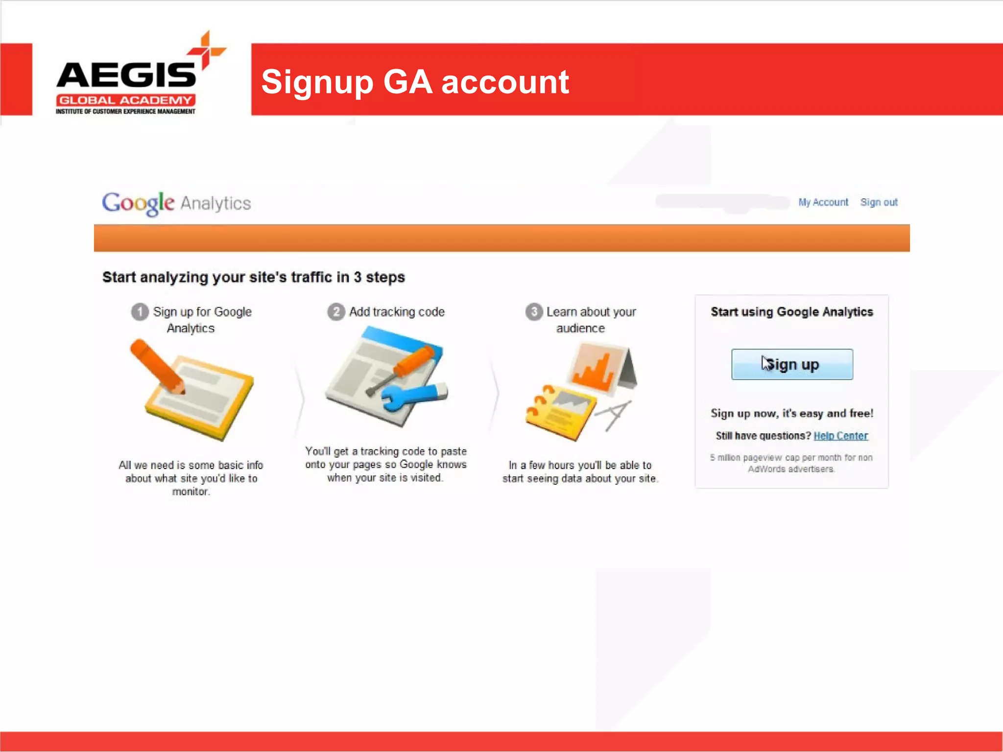 Signup GA account
 