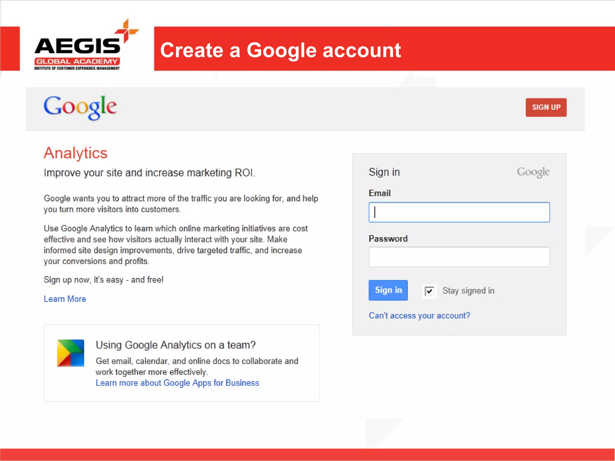 Create a Google account
 