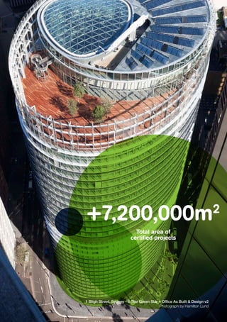 +7,200,000m2
Total area of
certified projects
1 Bligh Street, Sydney - 6 Star Green Star – Office As Built & Design v2
Photograph by Hamilton Lund
 