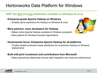 Introduction to Hortonworks Data Platform for Windows | PPTX