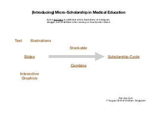 (Introducing) Micro-Scholarship in Medical Education
Active text links to additional online illustrations on Instagram, 

Blogger, and SlideShare when viewing on touchscreen device
Text
Slides
Interactive
Graphics
Stackable
Combine
Scholarship Cycle
Poh-Sun Goh

17 August 2019 @ 0525am, Singapore
Illustrations
 