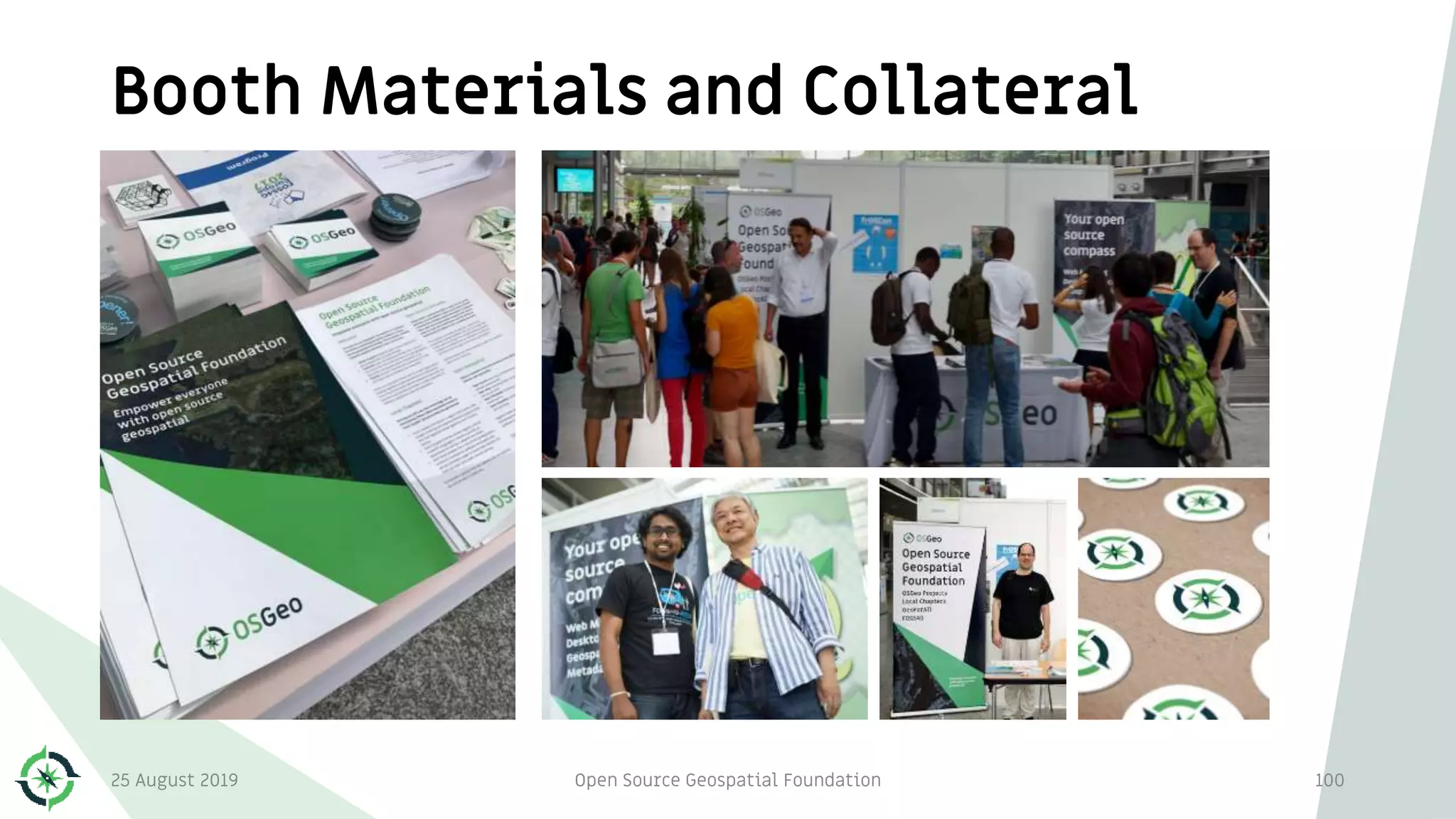 Booth Materials and Collateral
25 August 2019 Open Source Geospatial Foundation 100
 