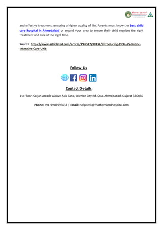 Things to know about Pediatric Intensive Care Unit | PDF