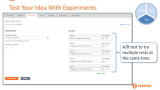 Test Your Idea With Experiments Idea
Try
Data
A/B test to try
multiple tests at
the same time
 