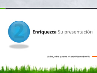 Enriquezca Su presentación

Estilice, edite y anime los archivos multimedia

 