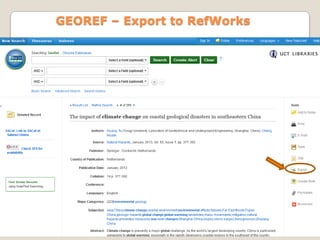GEOREF – Export to RefWorks

 