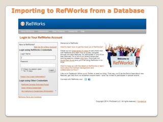 Importing to RefWorks from a Database

 