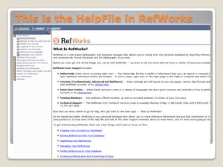 This is the HelpFile in RefWorks

 
