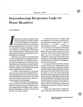 Introducing response logs to poor readers