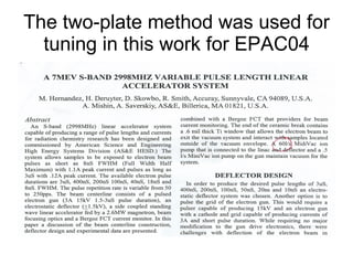 The two-plate method was used for tuning in this work for EPAC04 