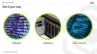 © Copyright IBM Corporation 2015 19
Software Cloud serviceAppliance
Get it your way
 