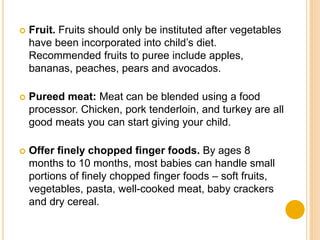 Introducing solid foods to an infant | PPTX