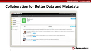 EMBARCADERO TECHNOLOGIES
Collaboration for Better Data and Metadata
21
 