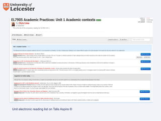 Unit electronic reading list on Talis Aspire ®

 