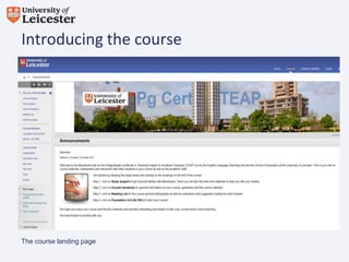 Introducing the course

The course landing page

 