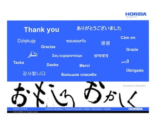 Cảm ơn Dziękuję 
© 2014 HORIBA, Ltd. All rights reserved. 
Gracias 
Danke 
ありがとうございました 
Большое спасибо 
Grazie 
اشُكْر Σας ευχαριστούμε 
감사합니다 
Obrigado 
Tacka 
ขอบคุณครับ 谢谢 
धन्यवाद 
நன்ற 
 