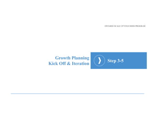 Growth Planning
Kick Off & Iteration
Step 3-5
ONTARIO SCALE UP VOUCHERS PROGRAM
 