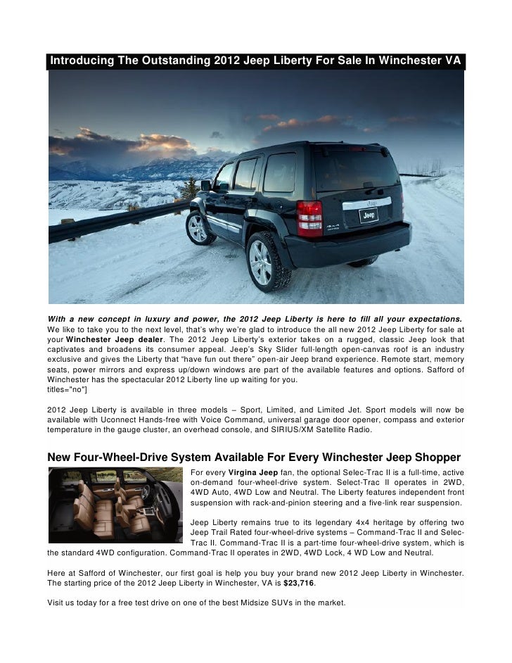 Introducing The Outstanding 2012 Jeep Liberty For Sale In