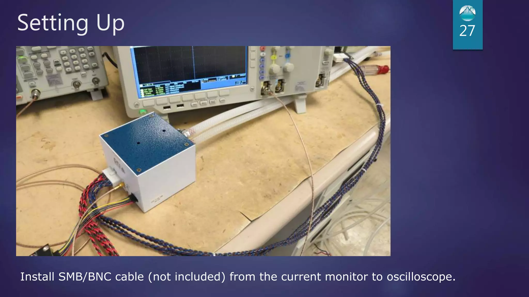 Setting Up 27
Install SMB/BNC cable (not included) from the current monitor to oscilloscope.
 