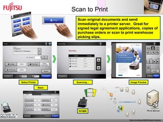 Scan to Print Scan original documents and send immediately to a printer server.  Great for signed legal agreement applications, copies of purchase orders or scan to print warehouse picking slips. Basic Select Printer Scanning… Image Preview 