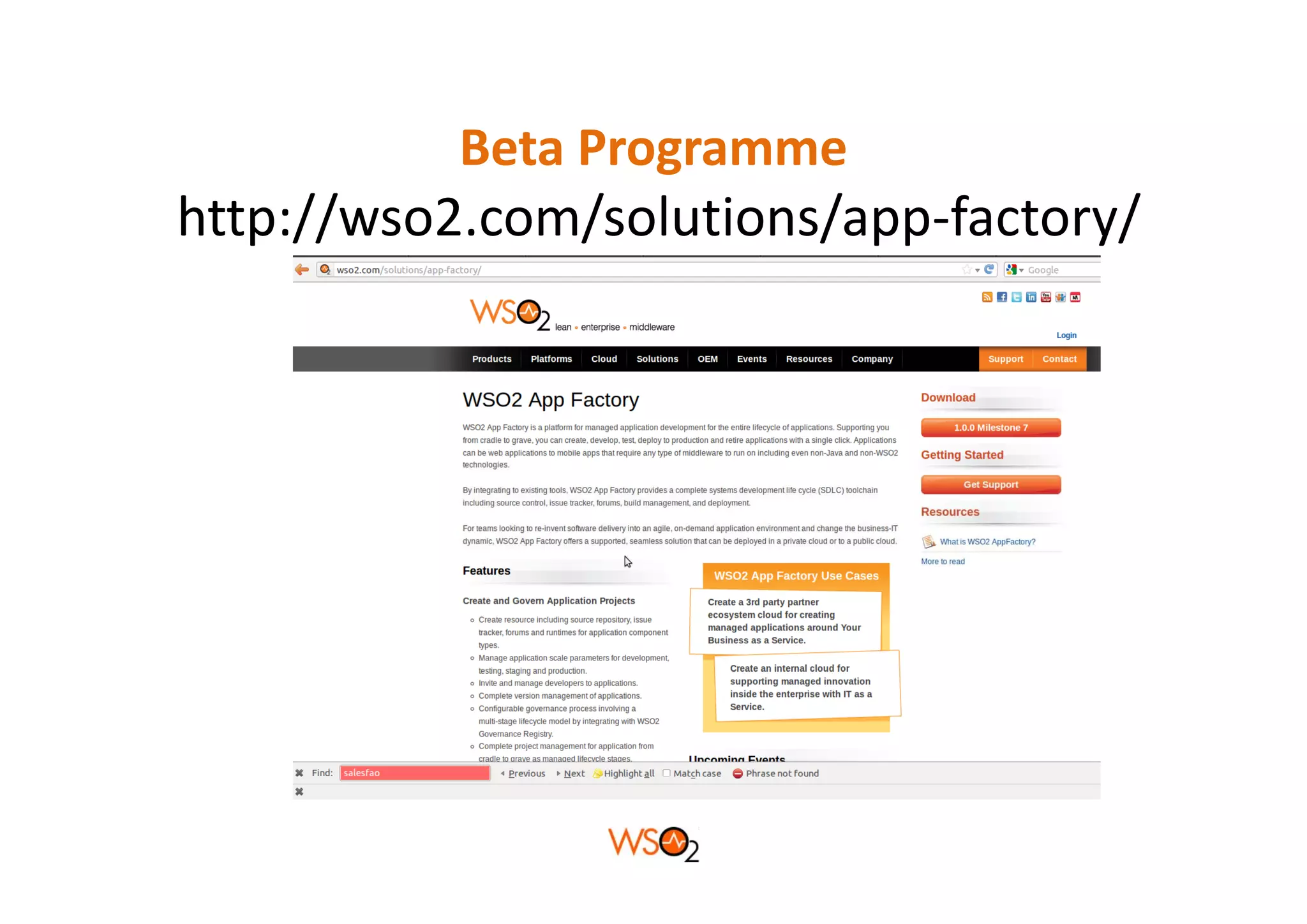 Beta Programme
           Beta Programme
http://wso2.com/solutions/app‐factory/
 