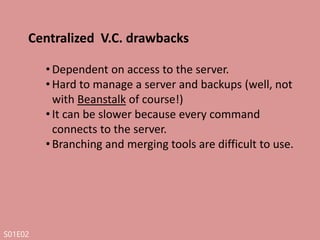 S01E02
Distributed Version Control
Example : Git
 