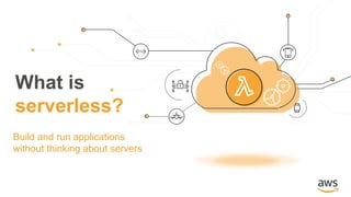 What is
serverless?
Build and run applications
without thinking about servers
 