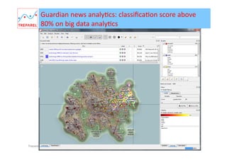 How	
  Reliable	
  &	
  Accurate	
  are	
  the	
  results?	
  

Review	
  your	
  results	
  with	
  advanced	
  performance	
  tools	
  
The	
  quality	
  of	
  the	
  automaBc	
  classiﬁcaBon	
  (categorizaBon)	
  is	
  shown	
  in	
  the	
  
histogram,	
  where	
  a	
  small	
  number	
  of	
  documents	
  with	
  a	
  high	
  classiﬁcaBon	
  score	
  
are	
  separated	
  from	
  the	
  large	
  number	
  of	
  documents.	
  

Fig: Classification performance 1280 patents on ‘biomass’

Non	
  relevant	
  documents	
  

Relevant	
  documents	
  

KMX	
  calculates	
  the	
  Precision	
  and	
  Recall	
  of	
  the	
  results	
  using	
  cross	
  validaBon.	
  

• Precision	
  is	
  essenBal	
  for:	
  First	
  analysis	
  &	
  AlerBng	
  services	
  
• Recall	
  is	
  crucial	
  for:	
  Freedom	
  to	
  Operate	
  search,	
  Validity	
  search	
  Patentability	
  search	
  
• Both	
  need	
  to	
  be	
  high	
  for:	
  Patent	
  porkolio	
  landscape	
  analysis,	
  Technology	
  ExploraBon,	
  Risk	
  Assessments	
  

	
  

19

 