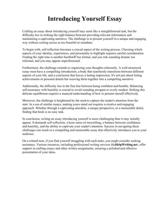 Introducing Yourself Essay | PDF | Freelance Writing | Content Production